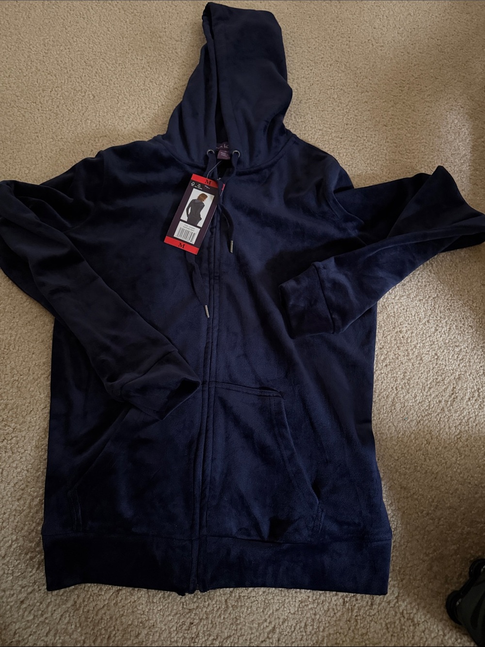 NWT Women’s Navy Full-Zip Hooded Sweater M